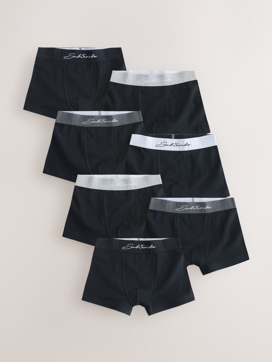 Dsiney Kidz - Black Subscribe Waistband Trunks 7 Pack (2-16yrs) image 1