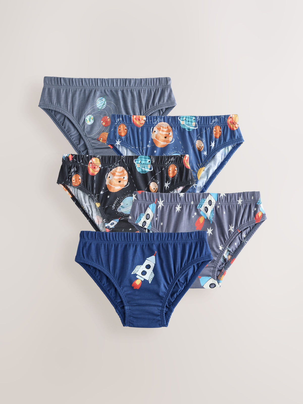 Dsiney Kidz - Navy Space Cotton Printed Briefs 5 Pack (1.5-10yrs) image 1