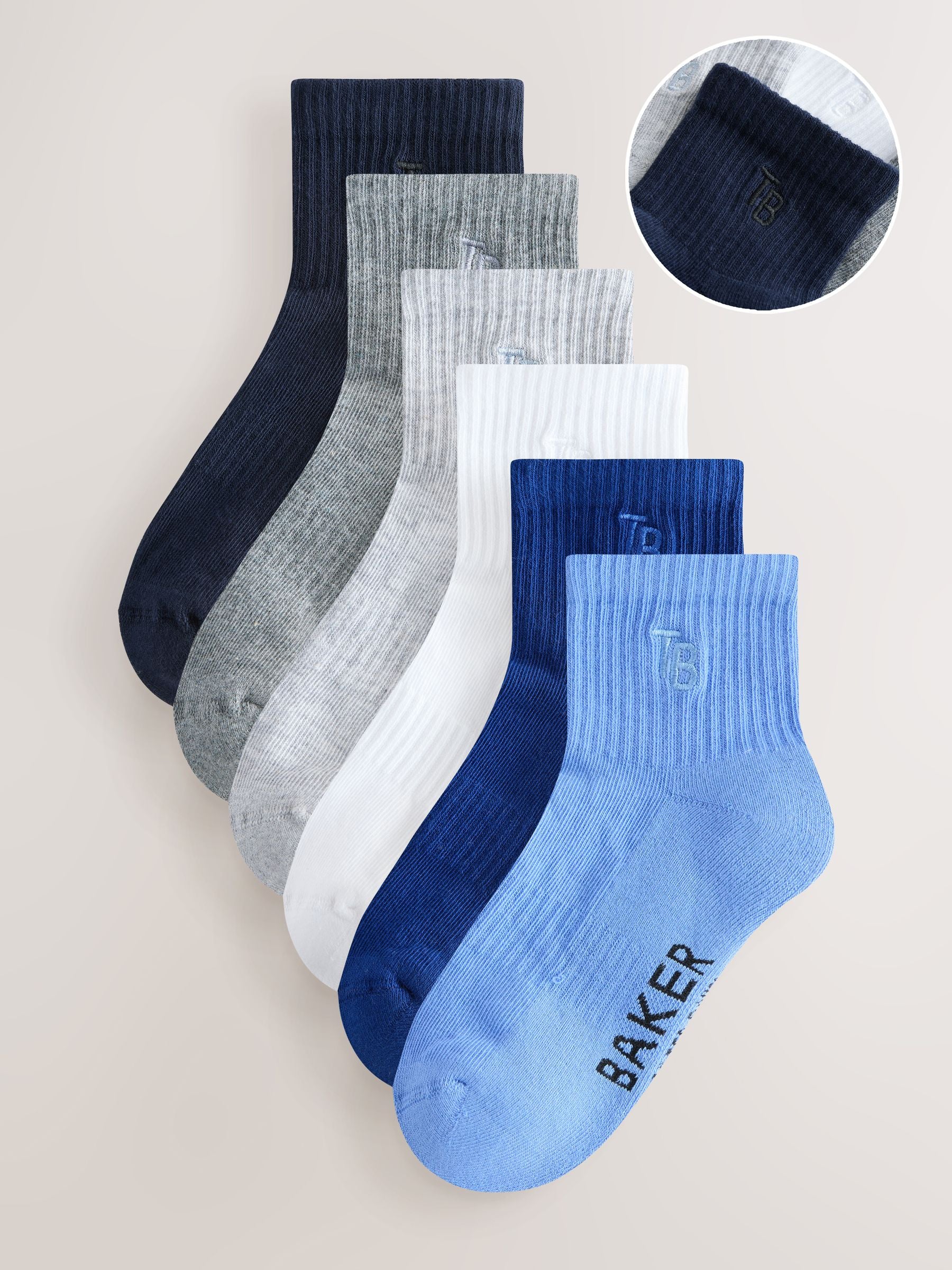 Baker by Ted Baker Ribbed Cushioned Sole Socks 6 Pack image 1