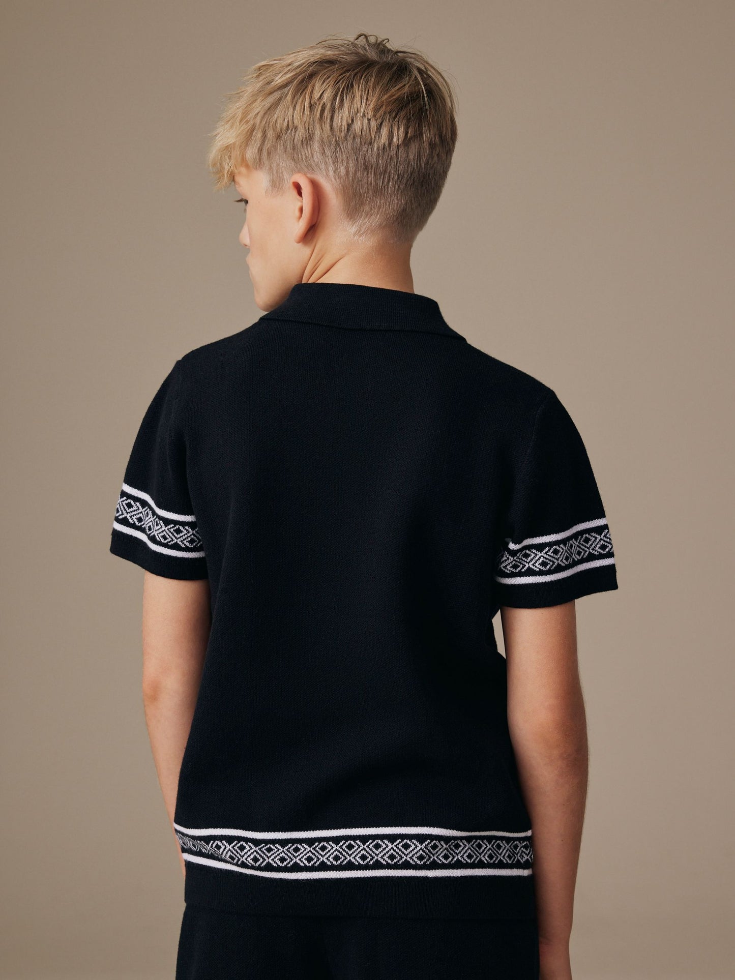 Dsiney Kidz - Monochrome Knitted Polo Shirt And Shorts Set (3-16yrs) image 3