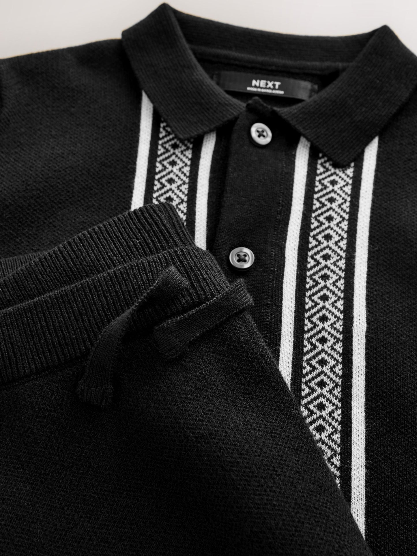 Dsiney Kidz - Monochrome Knitted Polo Shirt And Shorts Set (3-16yrs) image 9