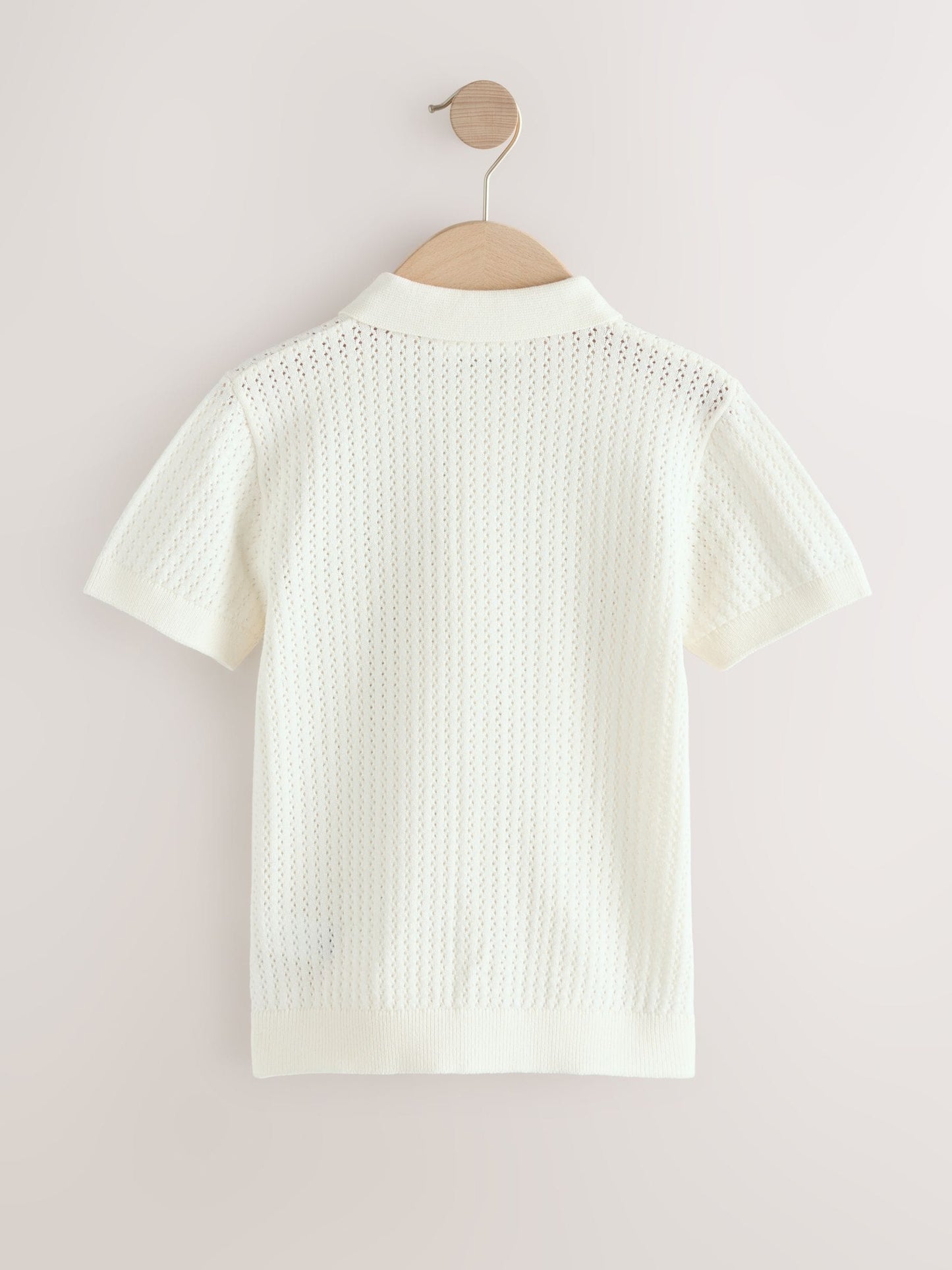 Dsiney Kidz - White Knitted Button Through Polo Shirt (3-16yrs) image 2