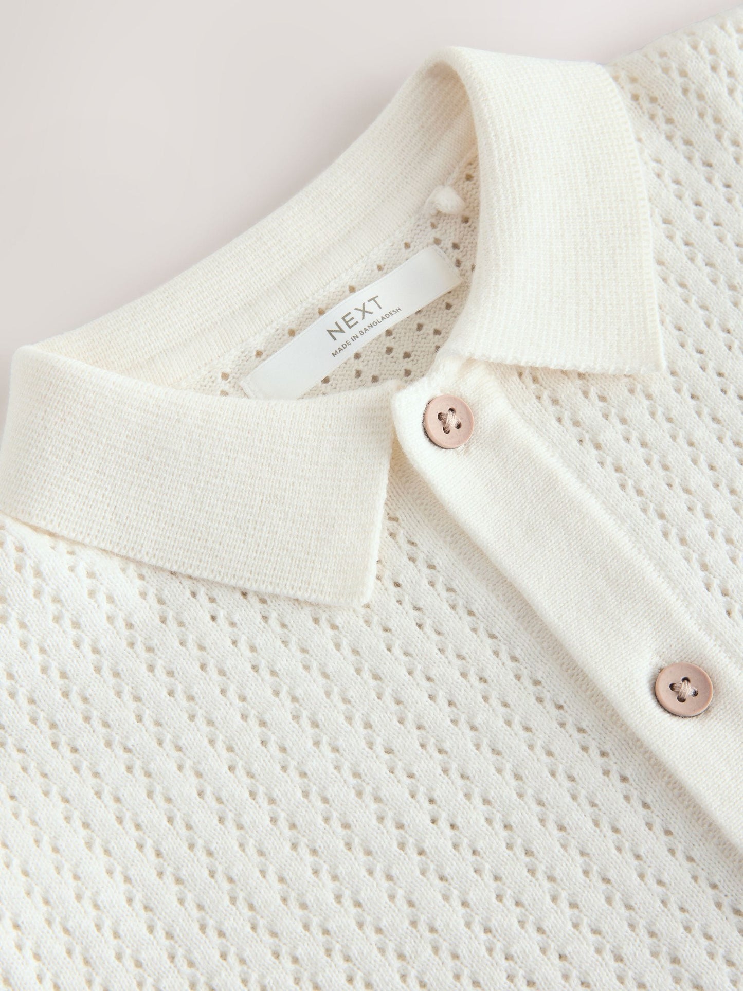 Dsiney Kidz - White Knitted Button Through Polo Shirt (3-16yrs) image 4