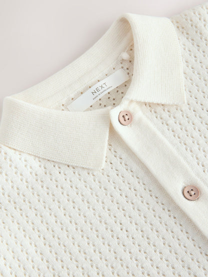 Dsiney Kidz - White Knitted Button Through Polo Shirt (3-16yrs) image 4