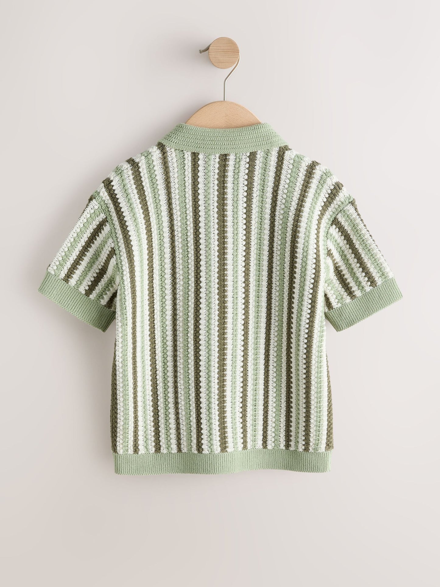 Dsiney Kidz - Green Knitted Stripe Polo Shirt (3-16yrs) image 2