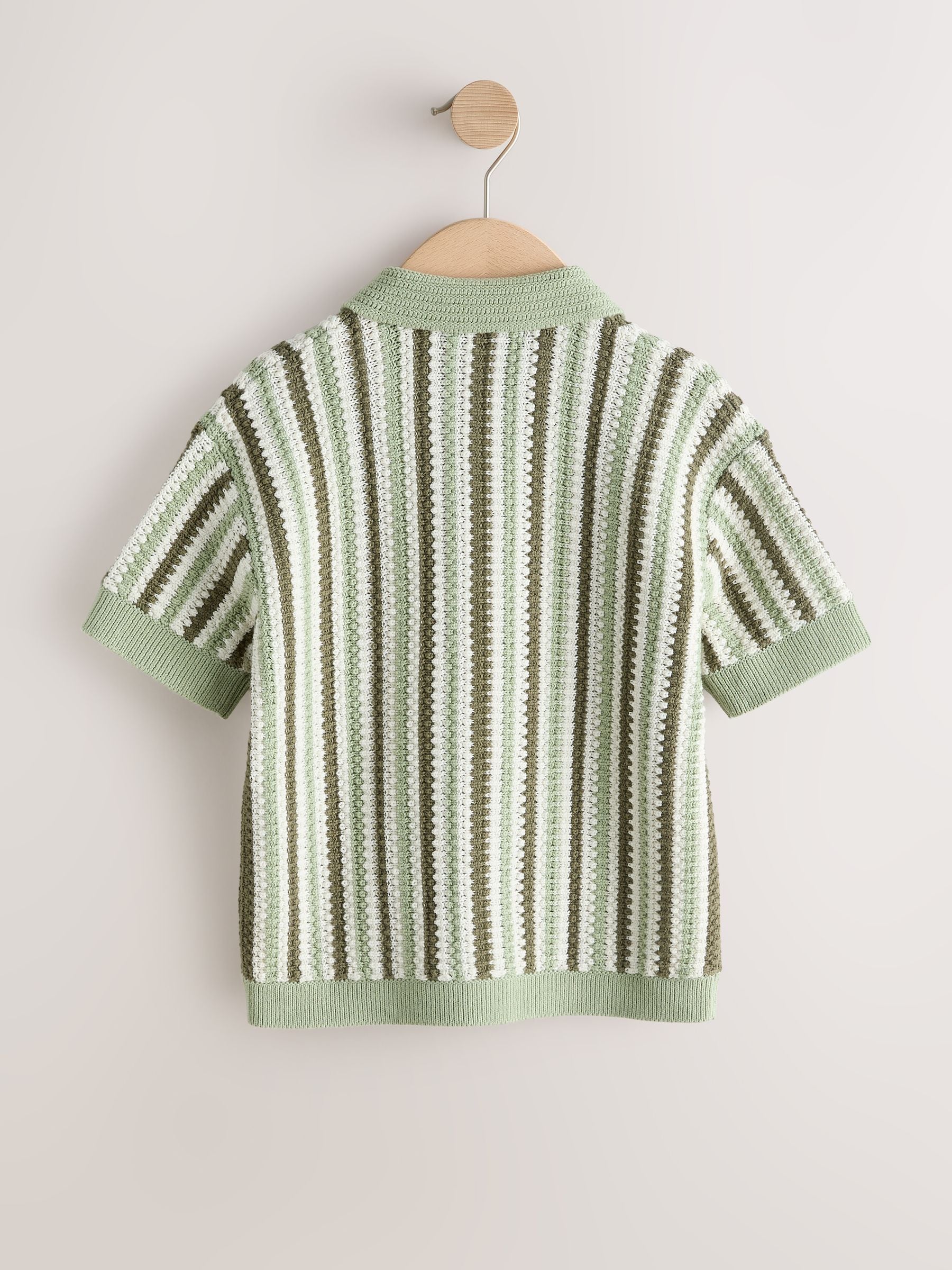 Dsiney Kidz - Green Knitted Stripe Polo Shirt (3-16yrs) image 2