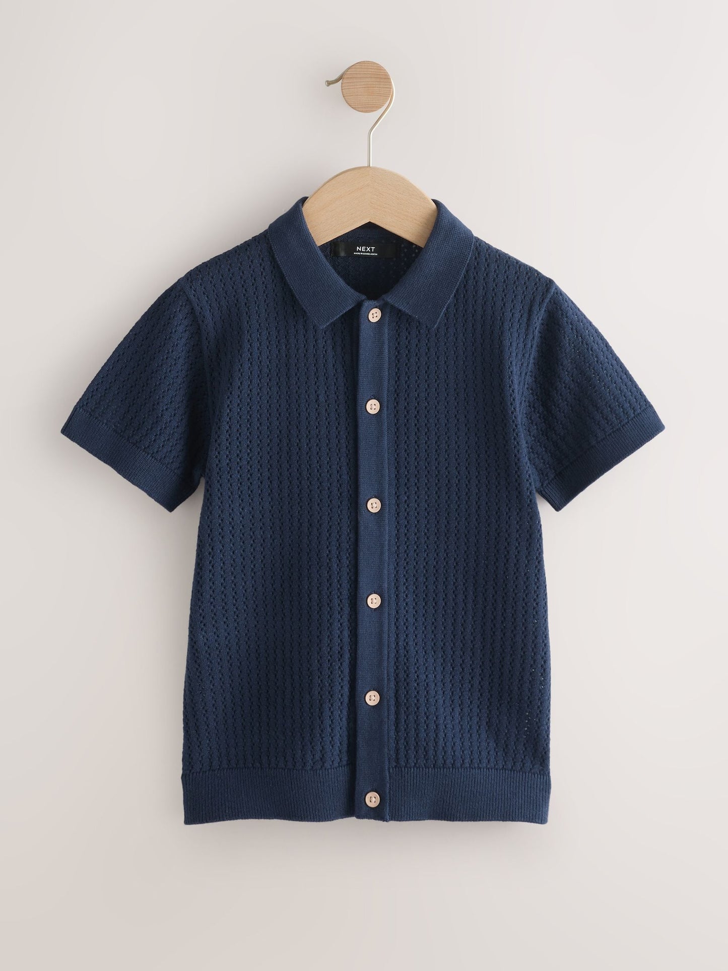 Dsiney Kidz - Navy Blue Knitted Button Through Polo Shirt (3-16yrs) image 4