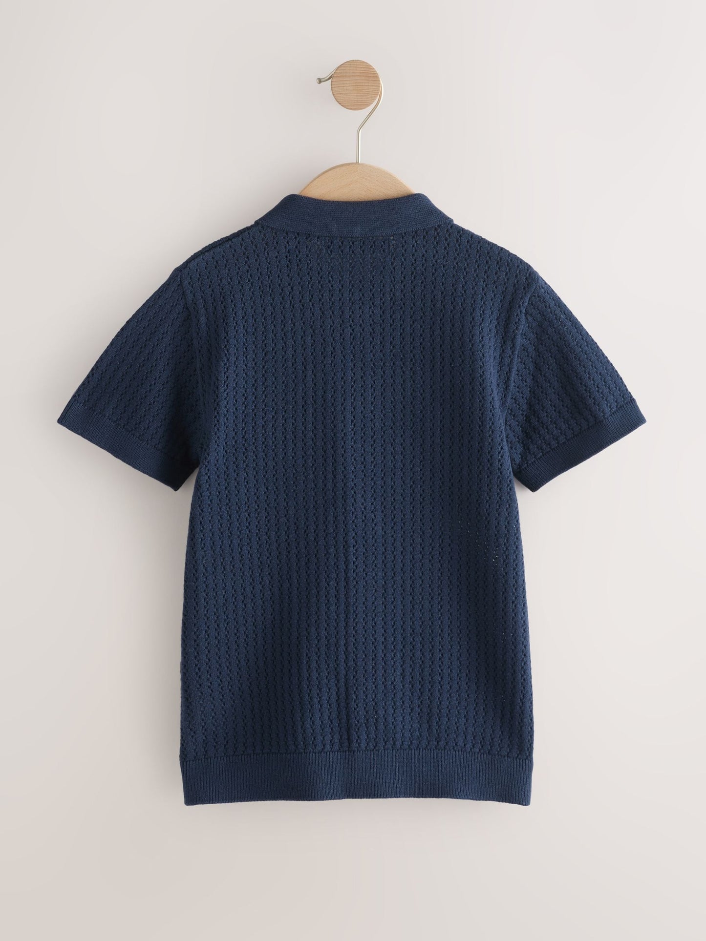 Dsiney Kidz - Navy Blue Knitted Button Through Polo Shirt (3-16yrs) image 5