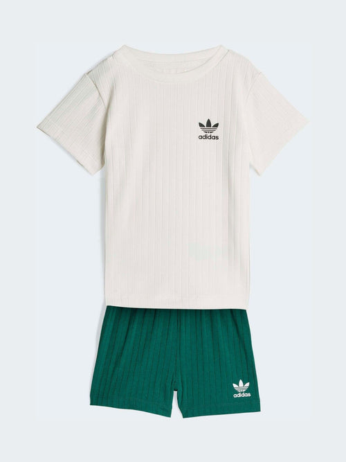 adidas Originals Green T-Shirt and Shorts Wide Rib Infant Set image 1