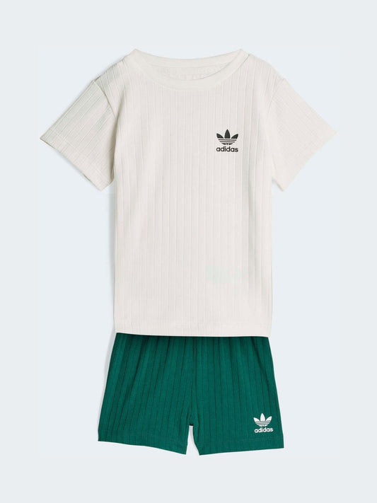 adidas Originals Green T-Shirt and Shorts Wide Rib Infant Set image 1