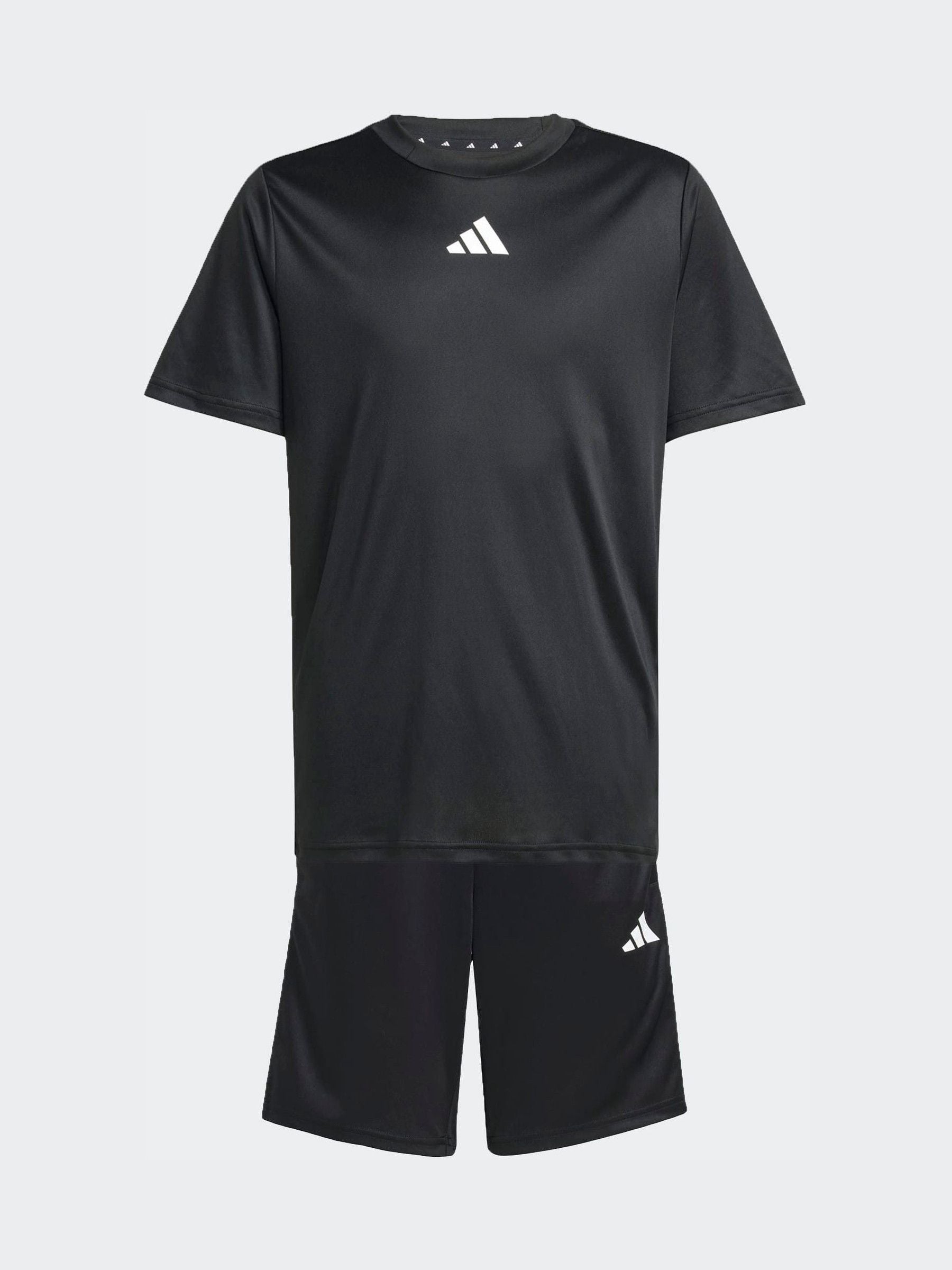 Dsiney Kidz - adidas Black/White Train Essentials 3-Stripes Kids T-Shirt & Shorts Set image 6