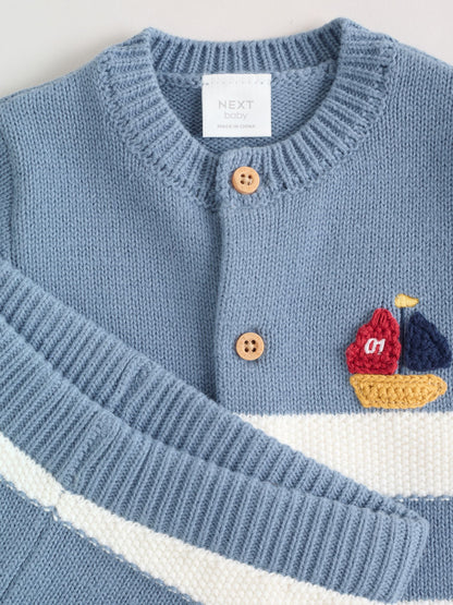 Blue Nautical Stripe Knitted Top and Shorts Baby Set (0mths-2yrs) image 5