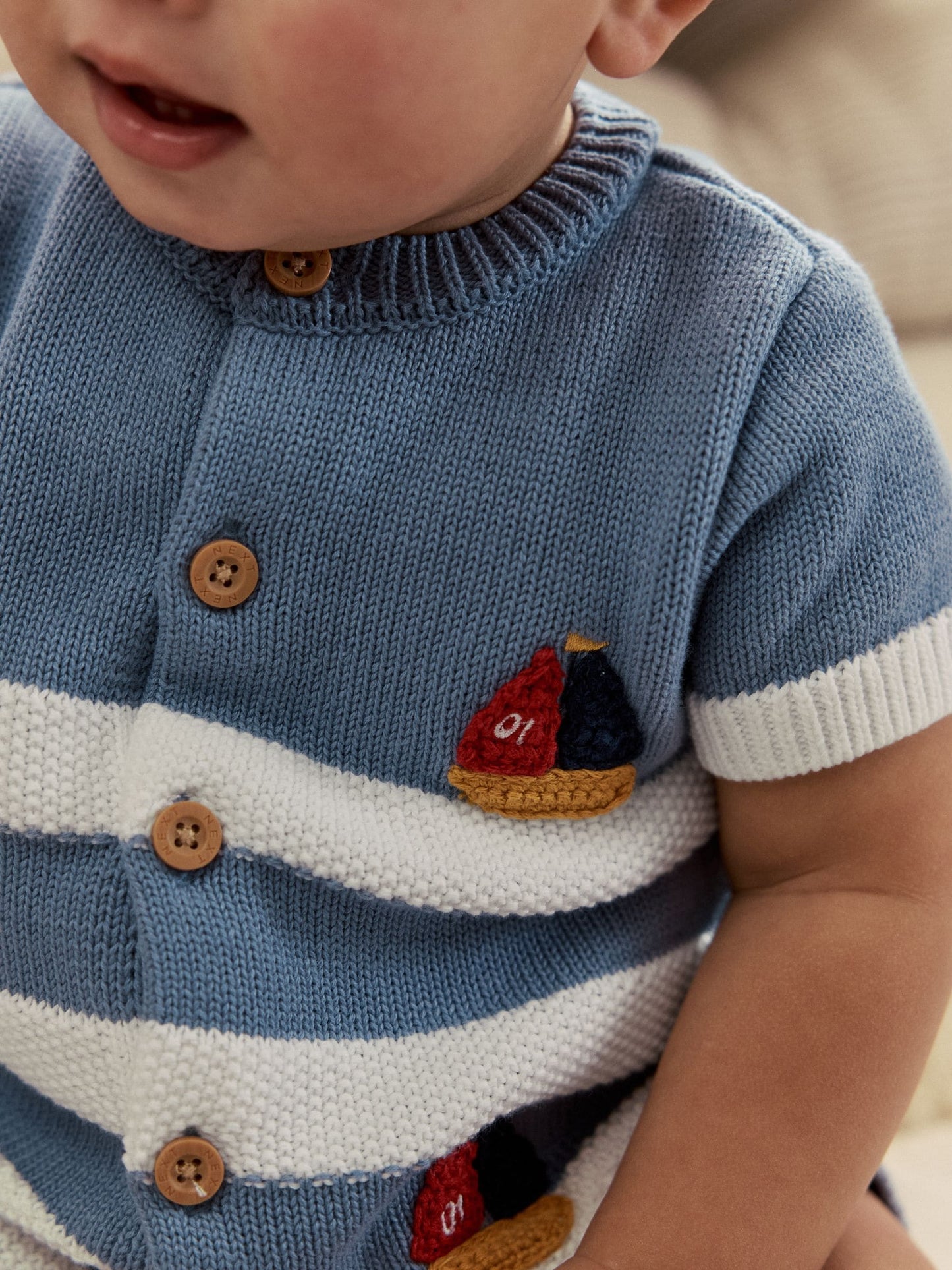 Blue Nautical Stripe Knitted Top and Shorts Baby Set (0mths-2yrs) image 5