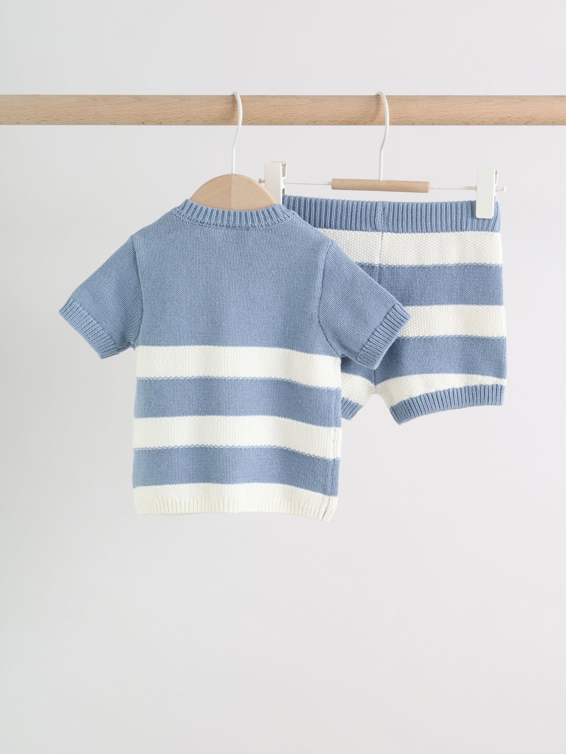 Blue Nautical Stripe Knitted Top and Shorts Baby Set (0mths-2yrs) image 6