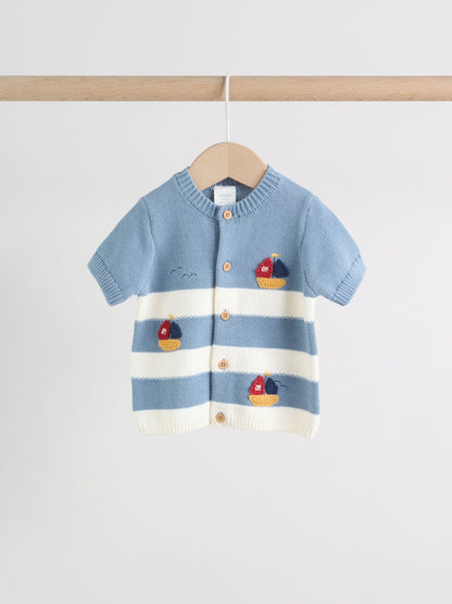 Blue Nautical Stripe Knitted Top and Shorts Baby Set (0mths-2yrs) image 7