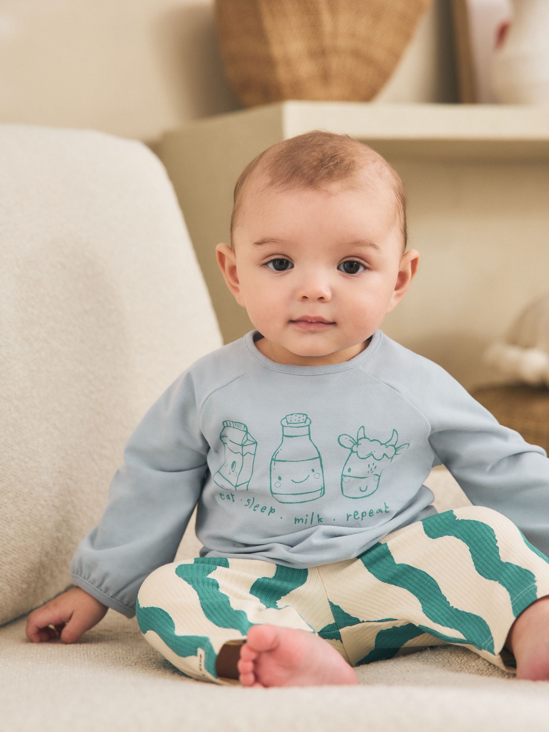 Dsiney Kidz - Green/Blue Milk Club Baby Top and Leggings Set 2 Piece (0mths-2yrs) image 2