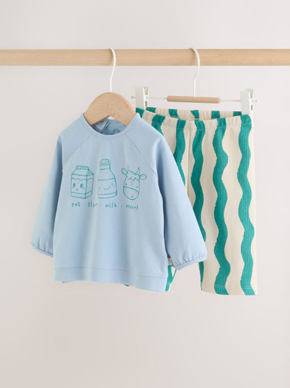 Dsiney Kidz - Green/Blue Milk Club Baby Top and Leggings Set 2 Piece (0mths-2yrs) image 7