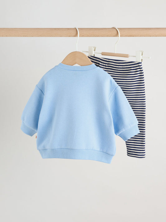 Blue Nautical Print Baby Sweatshirt and Leggings Set (0mths-3yrs) image 2