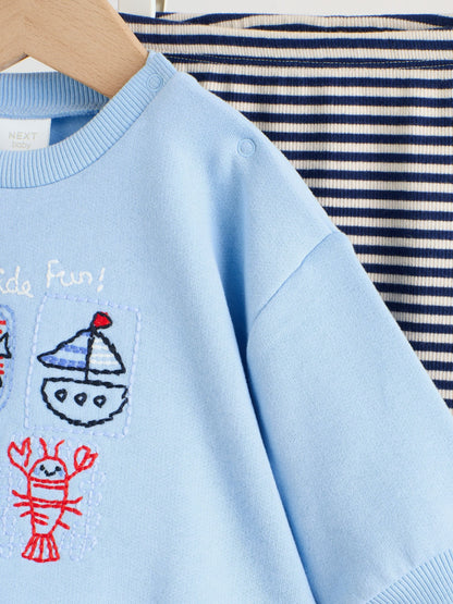 Blue Nautical Print Baby Sweatshirt and Leggings Set (0mths-3yrs) image 7