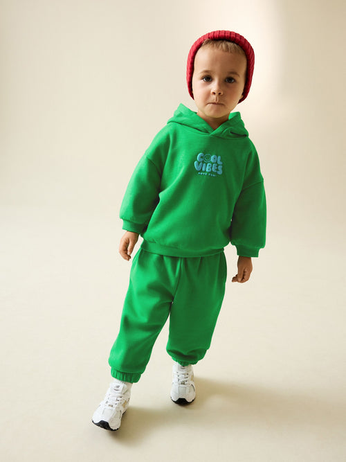 Green Cool Vibes Printed Hoodie and Joggers Set (3mths-7yrs) image 1