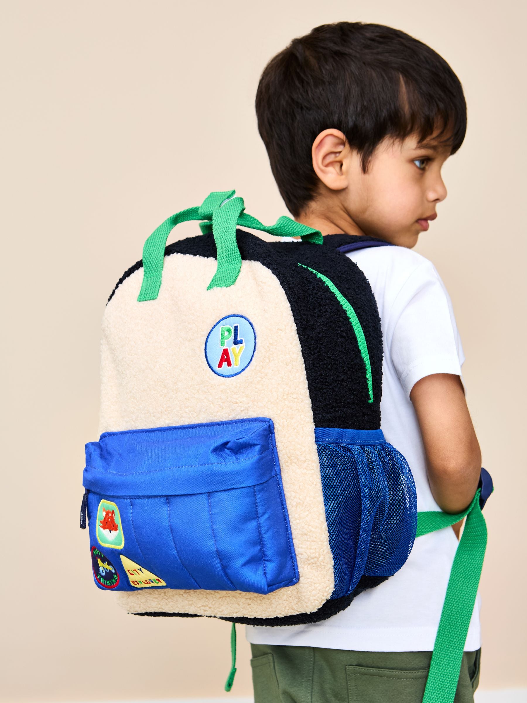 JoJo Maman Bébé Borg Colour Block Medium Backpack image 1
