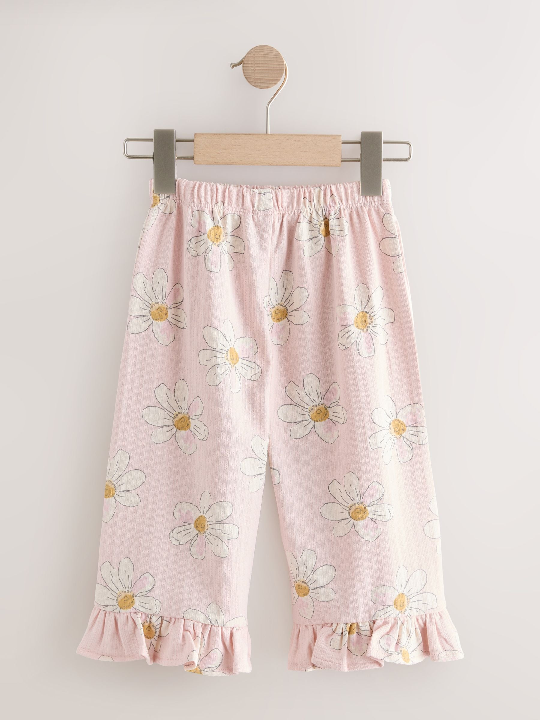 Pink Flower Wide Leg Frill Trousers (3mths-7yrs) image 2