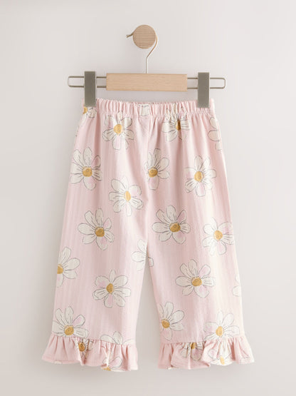 Pink Flower Wide Leg Frill Trousers (3mths-7yrs) image 2