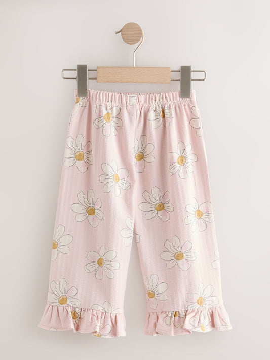 Pink Flower Wide Leg Frill Trousers (3mths-7yrs) image 2