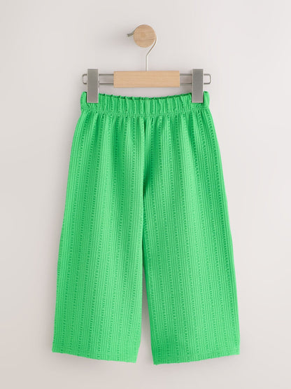 Green Textured Wide Leg Trousers (3mths-7yrs) image 5