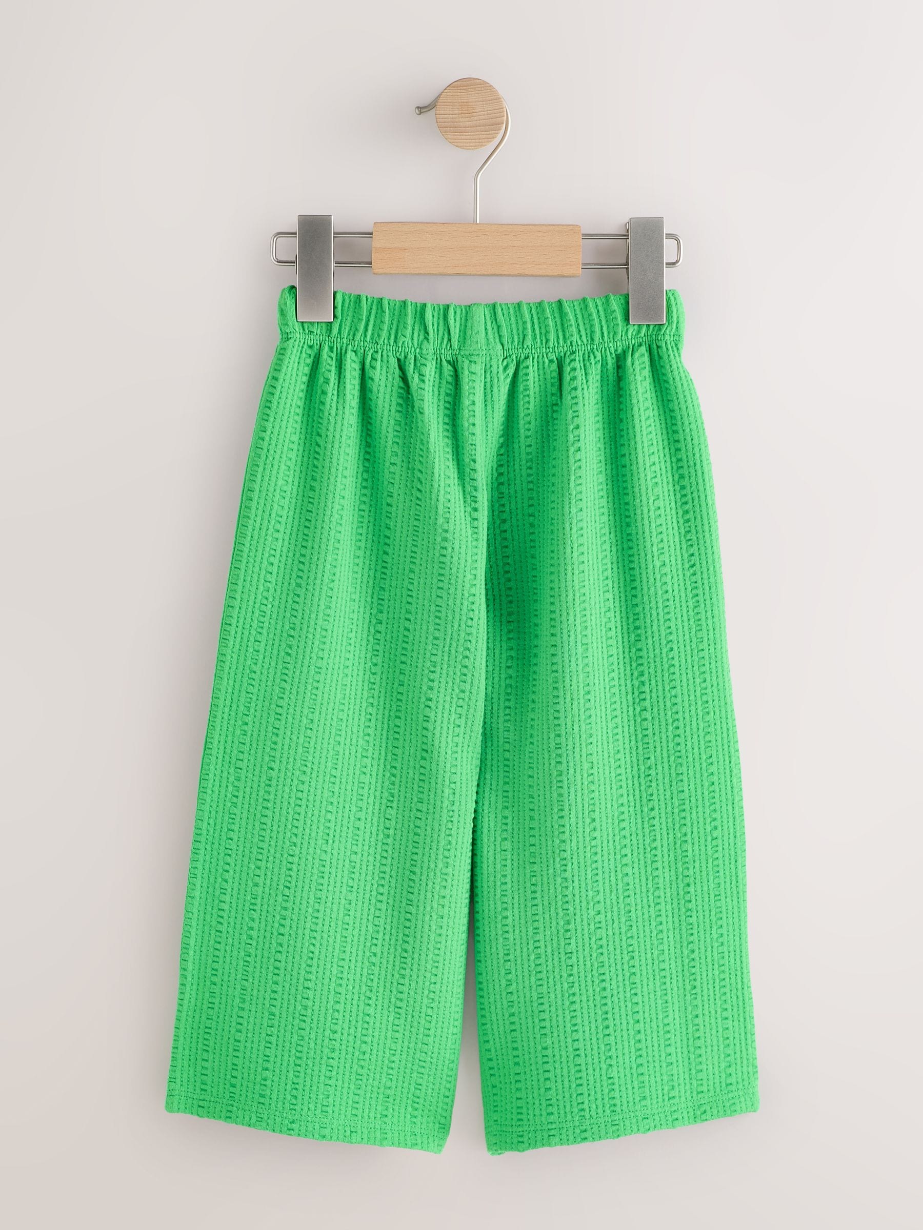 Green Textured Wide Leg Trousers (3mths-7yrs) image 6