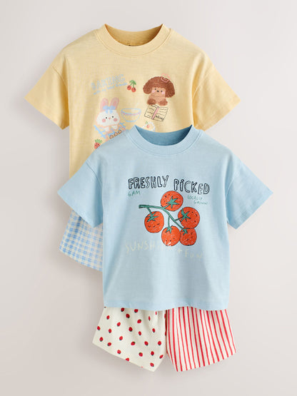 Blue/Yellow Top & Shorts Set 2 Pack (3mths-7yrs) image 4