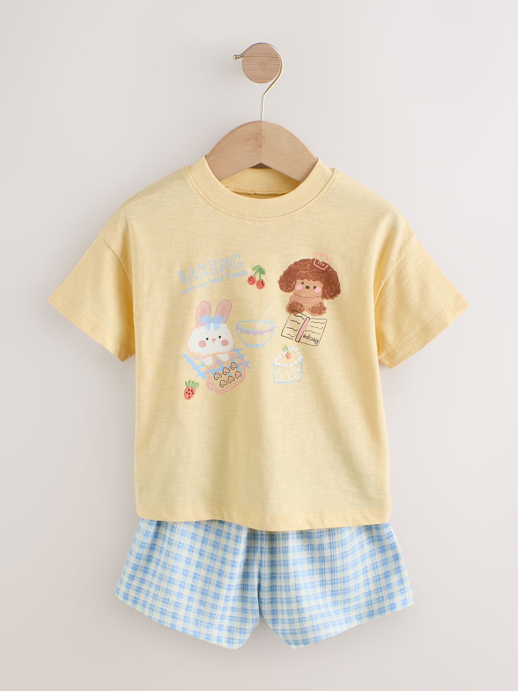 Blue/Yellow Top & Shorts Set 2 Pack (3mths-7yrs) image 6