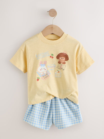 Blue/Yellow Top & Shorts Set 2 Pack (3mths-7yrs) image 9
