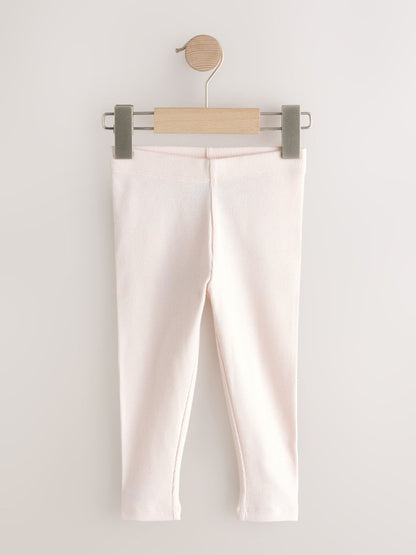 Pink Ribbed Leggings 5 Pack (3mths-7yrs) image 2