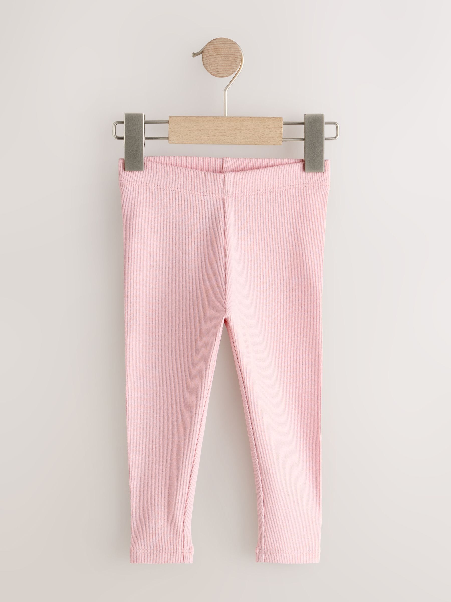Pink Ribbed Leggings 5 Pack (3mths-7yrs) image 6