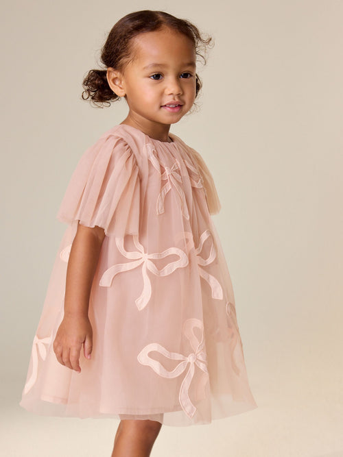 Dsiney Kidz - Pink Bows Angel Sleeve Mesh Dress (3mths-7yrs) image 1