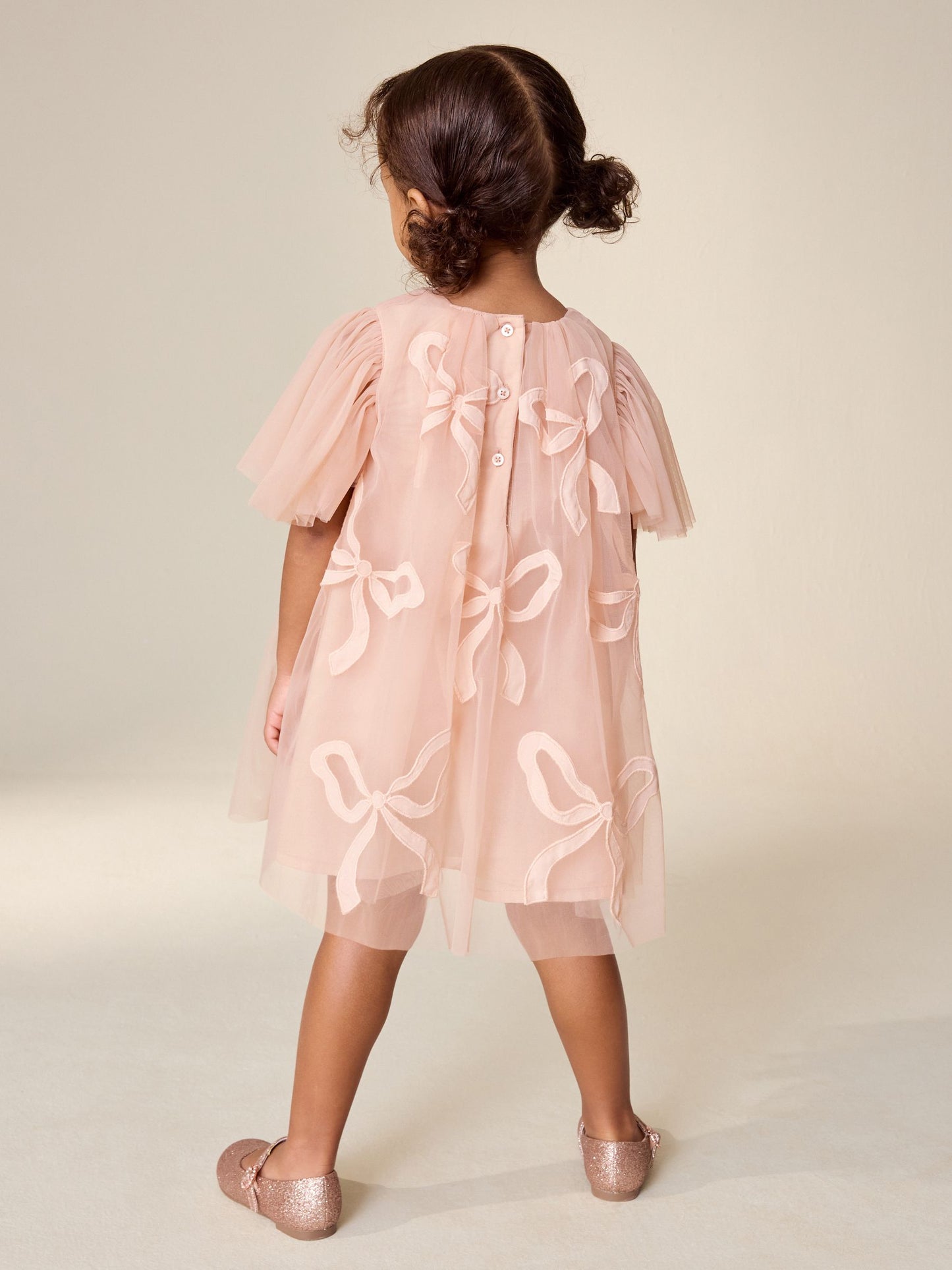 Pink Bows Angel Sleeve Mesh Dress (3mths-7yrs) image 3
