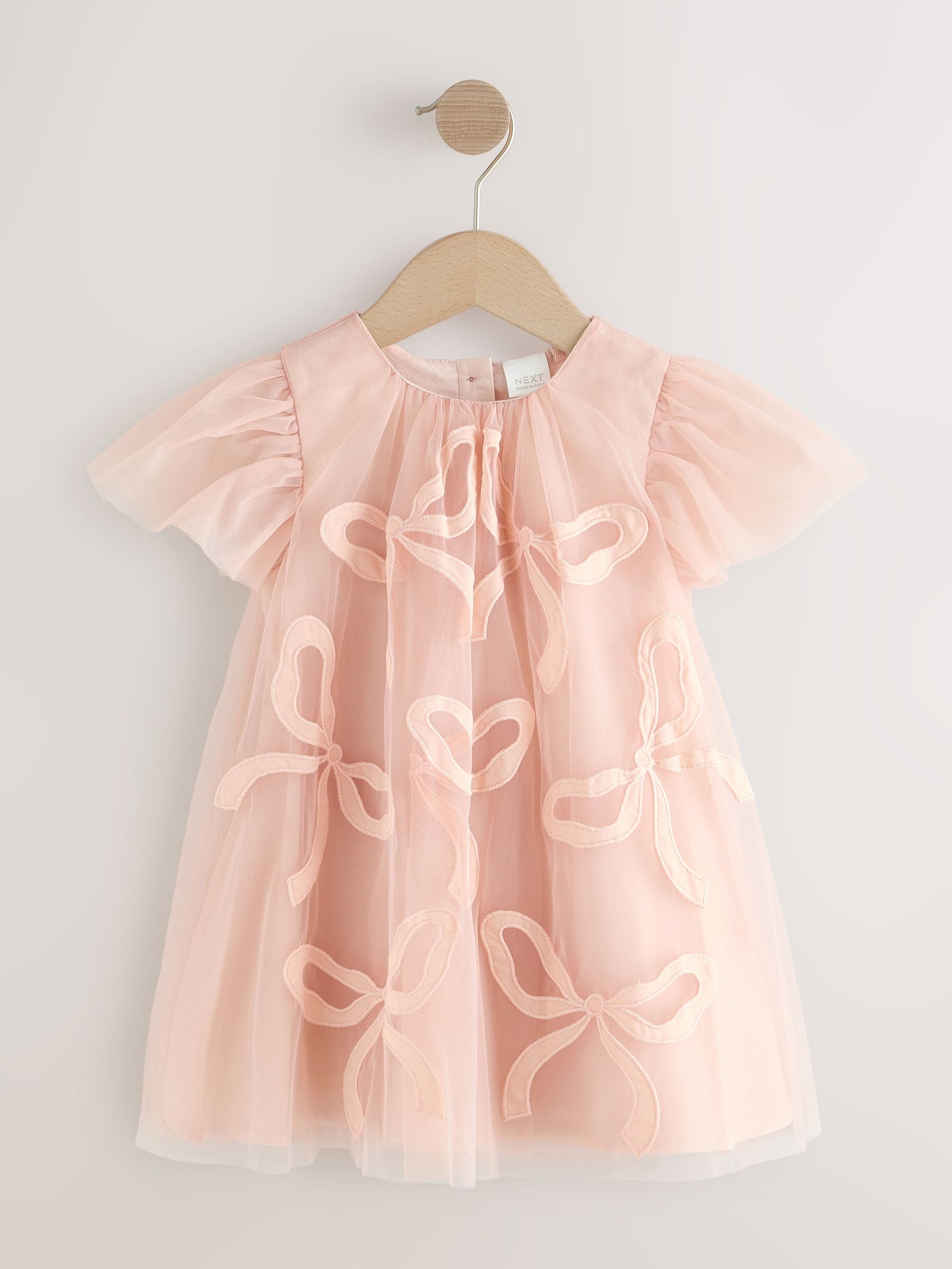 Pink Bows Angel Sleeve Mesh Dress (3mths-7yrs) image 5