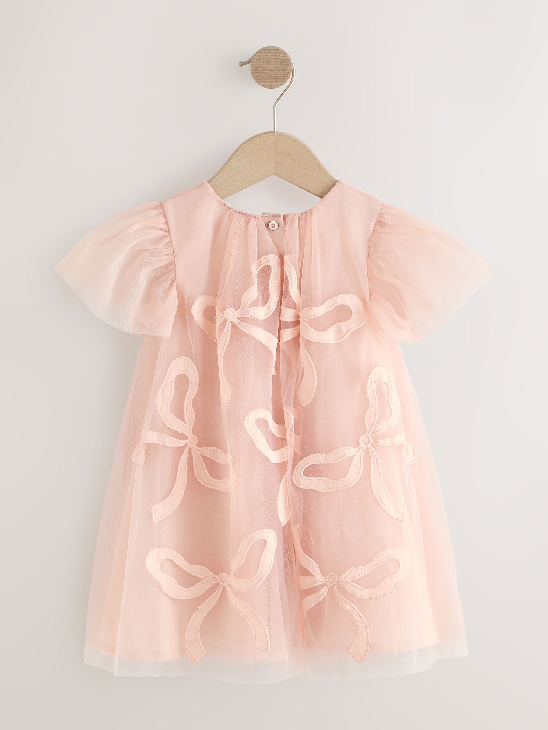 Pink Bows Angel Sleeve Mesh Dress (3mths-7yrs) image 6