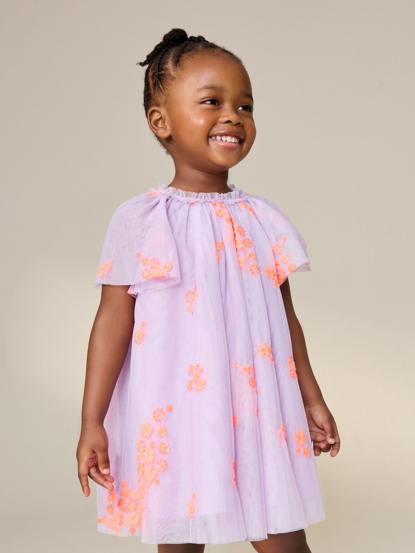 Lilac Fluro Angel Sleeve Mesh Dress (3mths-7yrs) image 1