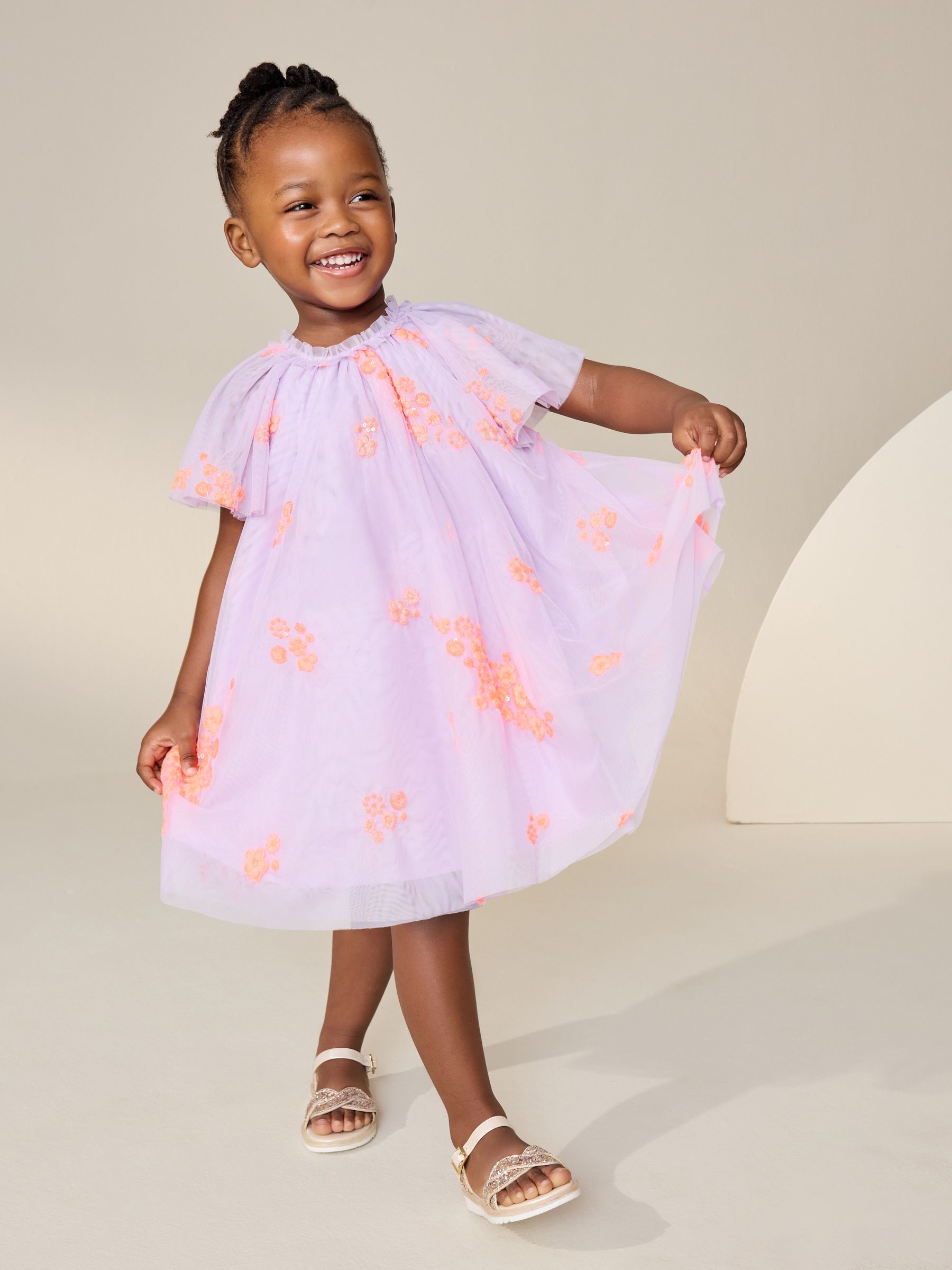 Lilac Fluro Angel Sleeve Mesh Dress (3mths-7yrs) image 2