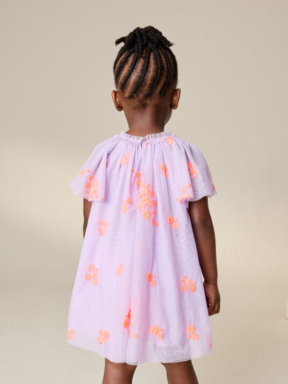 Lilac Fluro Angel Sleeve Mesh Dress (3mths-7yrs) image 3