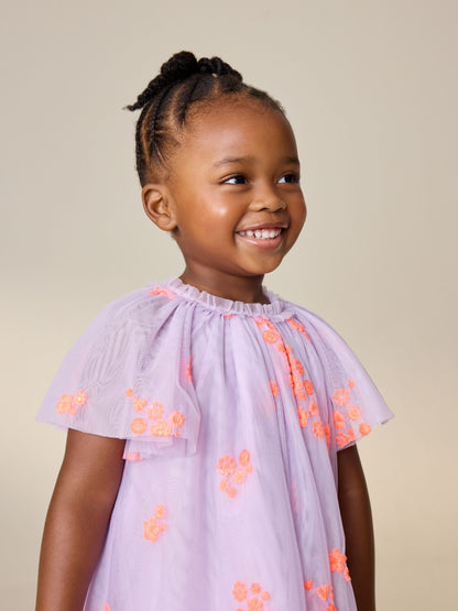 Lilac Fluro Angel Sleeve Mesh Dress (3mths-7yrs) image 4