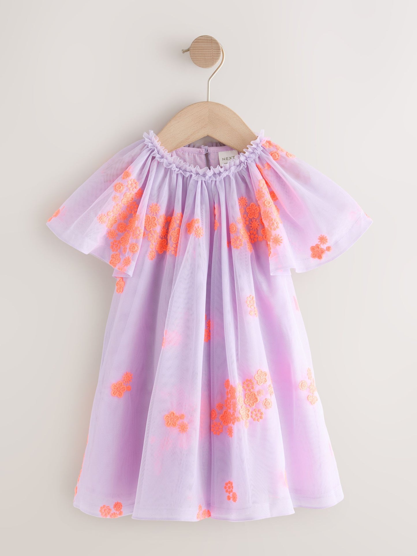 Lilac Fluro Angel Sleeve Mesh Dress (3mths-7yrs) image 5