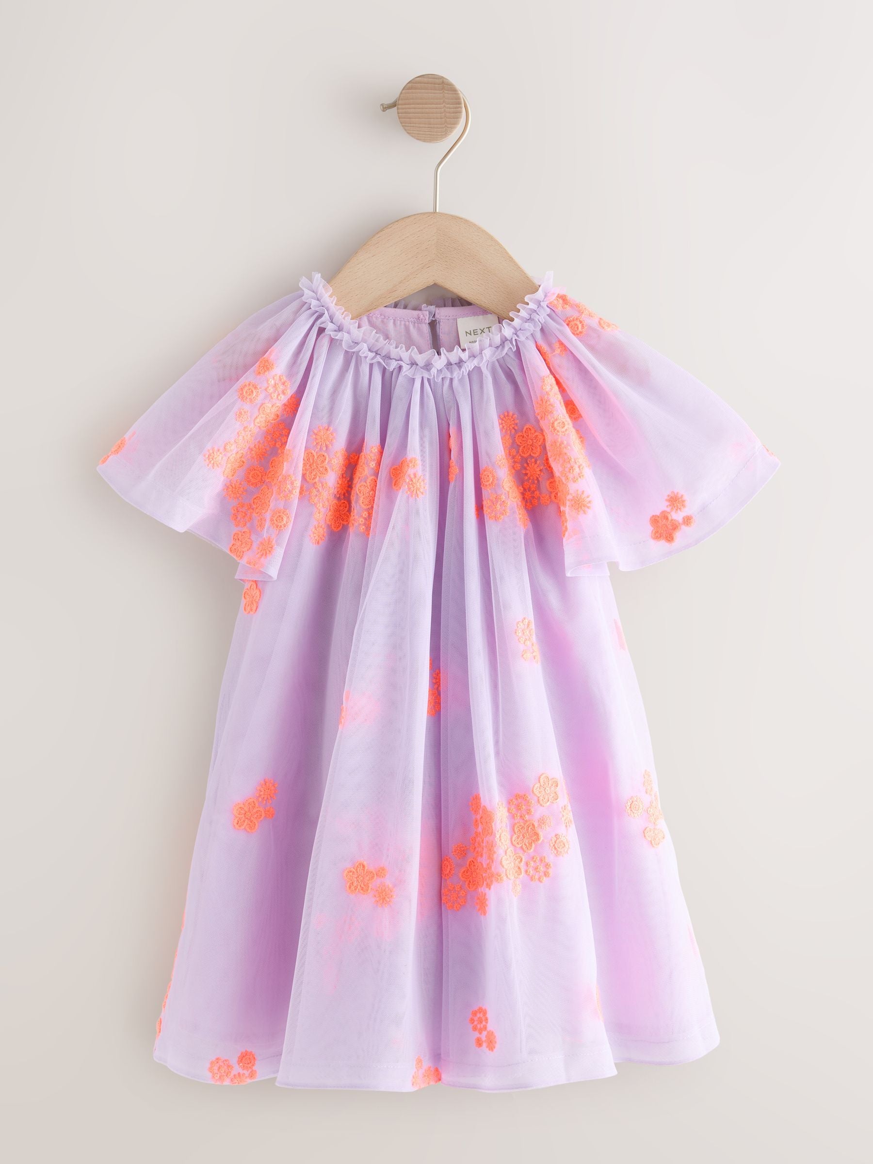 Lilac Fluro Angel Sleeve Mesh Dress (3mths-7yrs) image 5