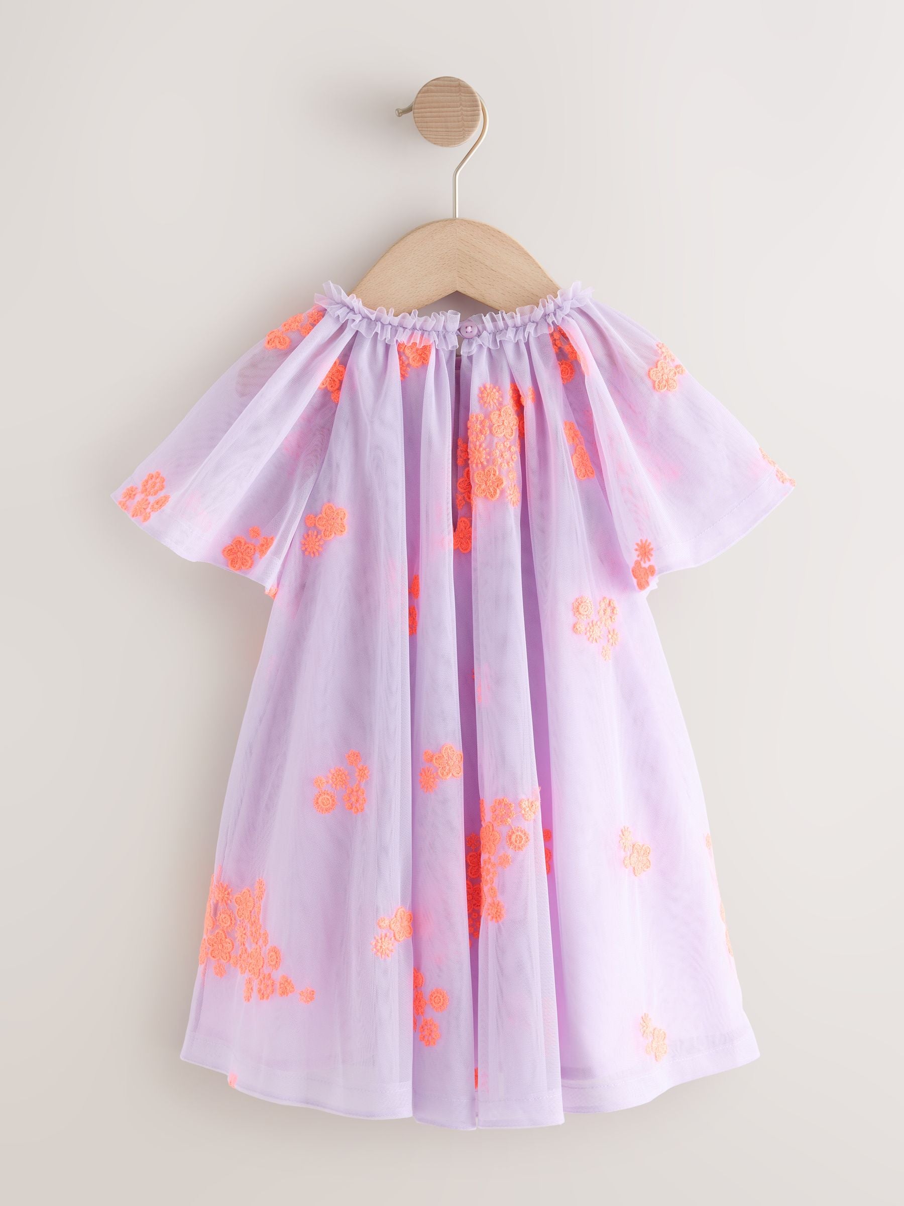 Lilac Fluro Angel Sleeve Mesh Dress (3mths-7yrs) image 6