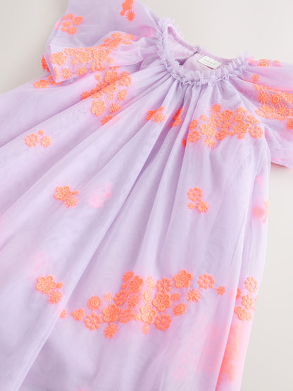 Lilac Fluro Angel Sleeve Mesh Dress (3mths-7yrs) image 8