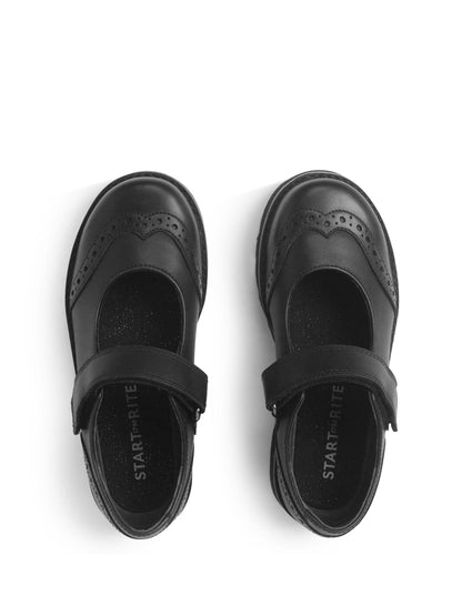 Start-Rite Charcoal Black Wide Fit Cosmos Shiny Mary Jane Rip-Tape School Shoes image 5