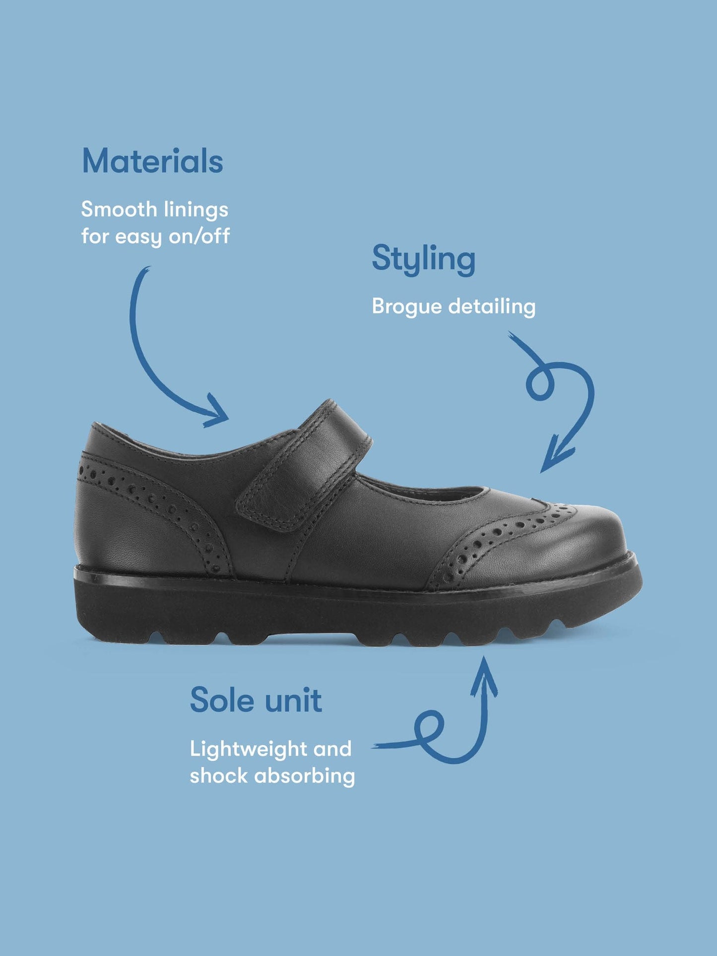 Start-Rite Charcoal Black Wide Fit Cosmos Shiny Mary Jane Rip-Tape School Shoes image 7