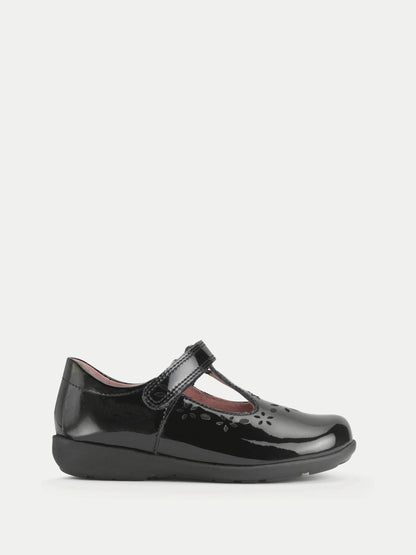 Start-Rite Black Patent Standard Fit Charlotte T-Bar Rip Tape Shiny School Shoes image 1